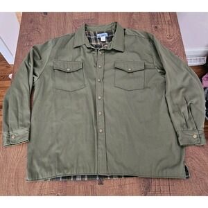 Vintage Haband Ice House Shirt Mens Size 2XL Green Long Sleeve Lined Snap Up